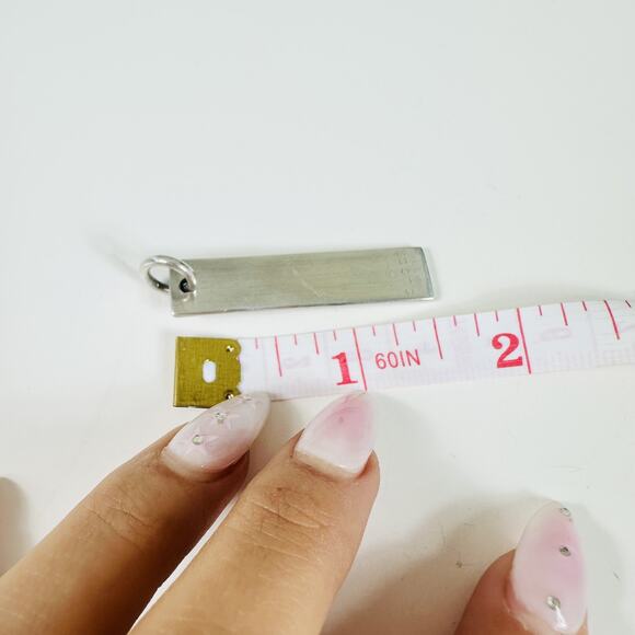 Gucci 925 Sterling Silver Rectangle Bar Pendant Charm Made In Italy Designer - Picture 7 of 7